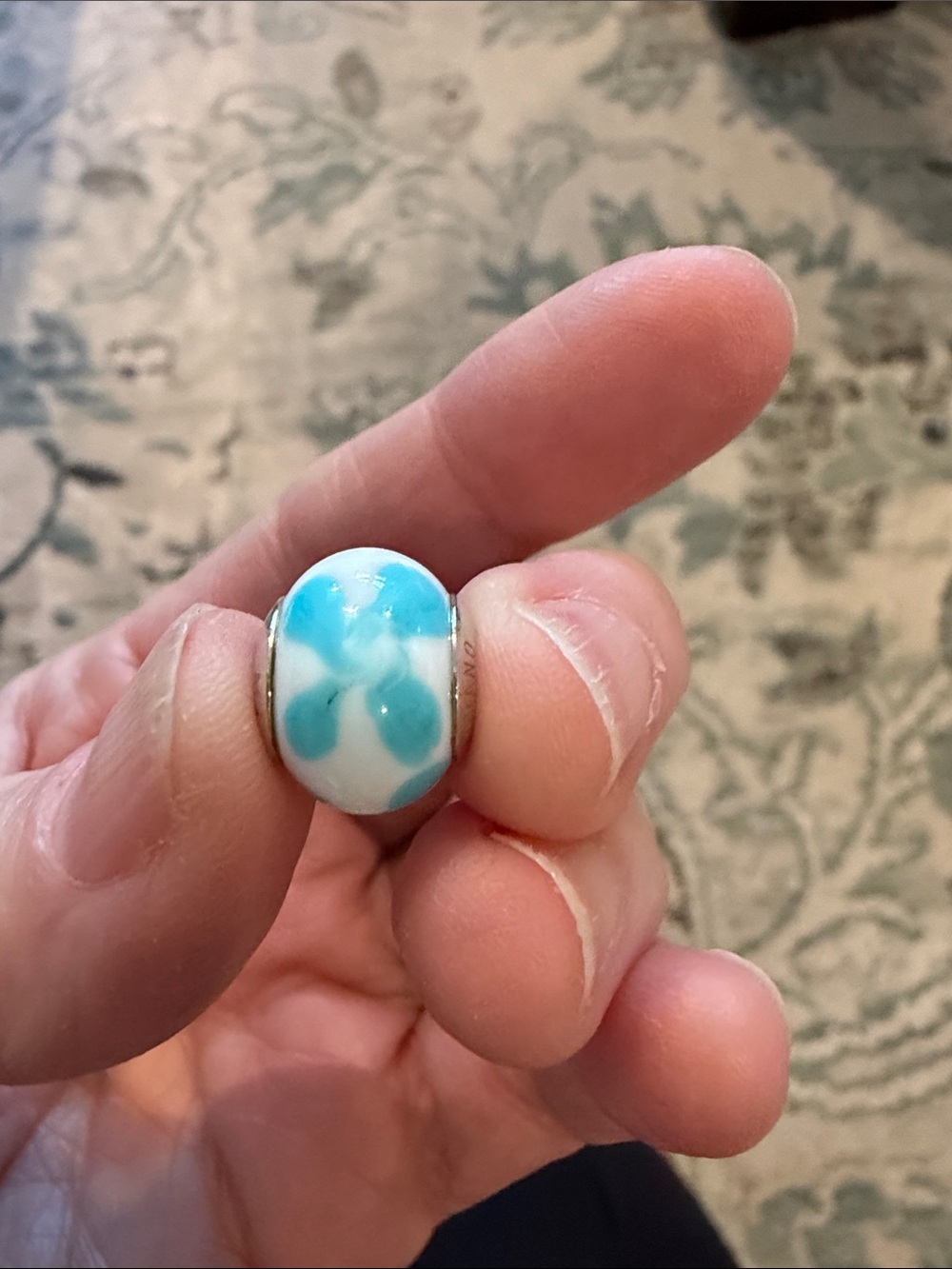 Turquoise and White Glass Bead Charm for Women’s Bracelets